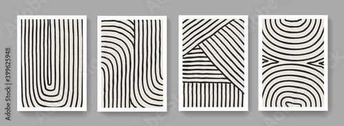 Collection of abstract stripes posters. Mid-century concept art. Modern mobochrome posters. Illustration for Covers, Banners, Brochures and Postcards.