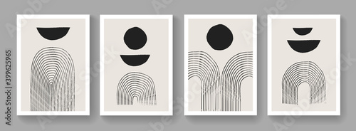 Set of mid-century art compositions. Modern abstract poster elements vector design. Illustration for Postcards, Covers and Brochures.