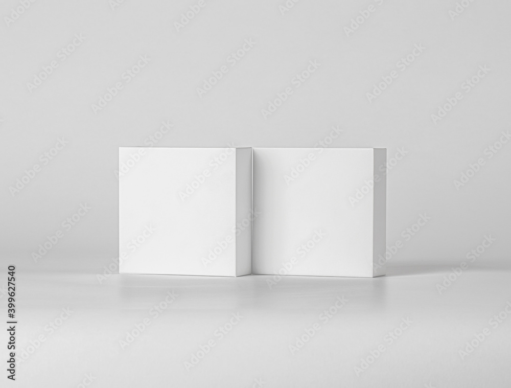 3D Illustration. Box mockup isolated on white background. Front view.