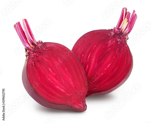 beetroot half isolated on white background with clipping path and full depth of field photo