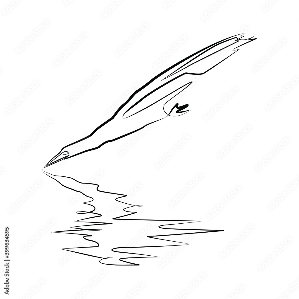 Gannet in one line. Black line vector illustration on white background Gannet in one line. Black line vector illustration on white background