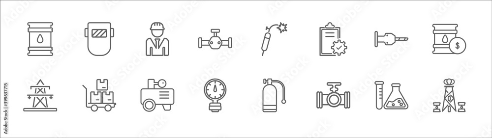 outline set of industry line icons. linear vector icons such as weld ...