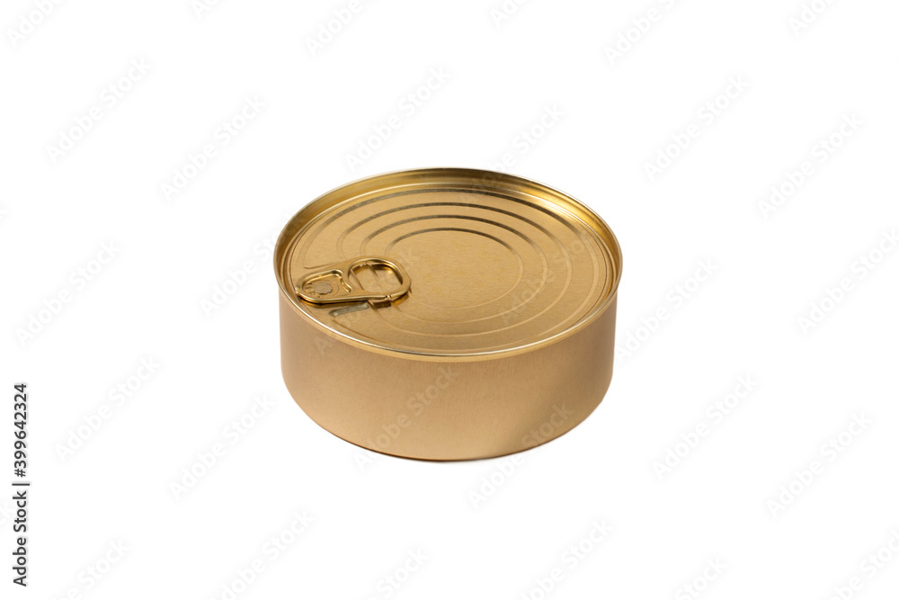 Gold unlabeled tin cans on white background Gold unlabeled tin cans on white background