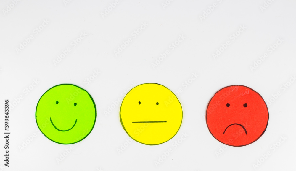 Set of three hand made customer satisfaction icons Set of three hand made customer satisfaction icons