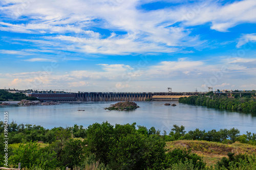 Dnieper Hydroelectric Station on the Dnieper river in Zaporizhia, Ukraine