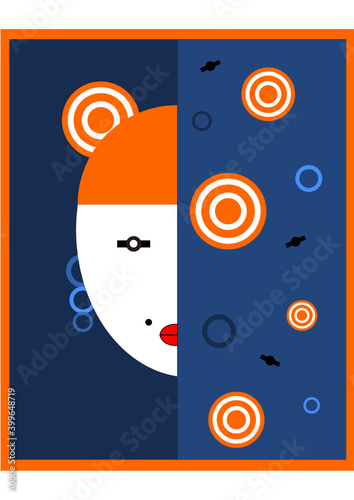 Abstract woman portrait in contemporary style. Colorful geometric face, modern vector illustration.