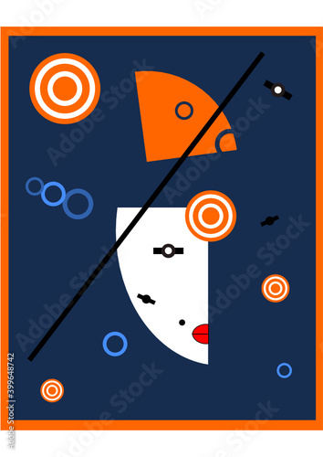 Abstract woman portrait in contemporary style. Colorful geometric face, modern vector illustration.