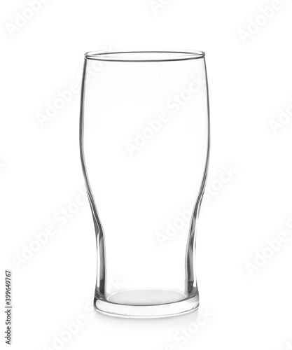 Empty clear beer glass isolated on white