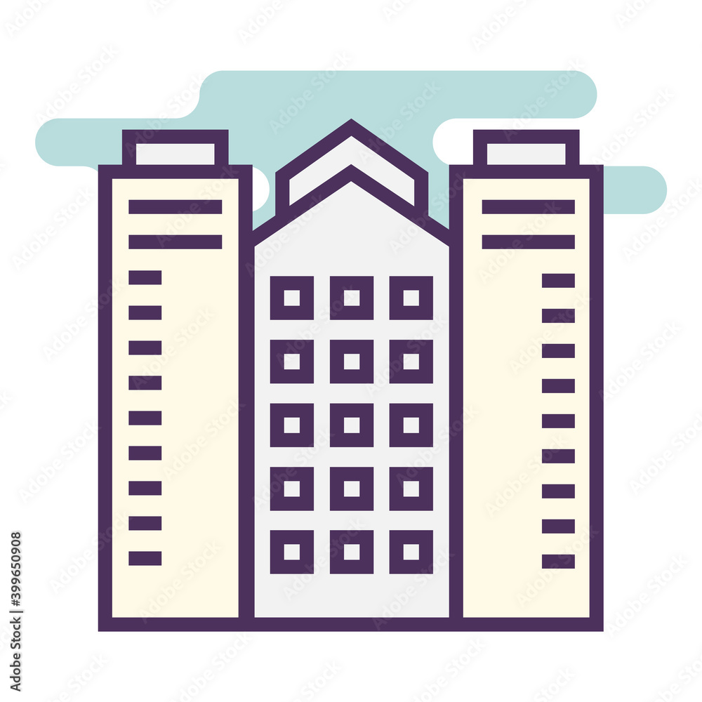 Skyscrapers Office Buildings Flat Icon Isolated On White Background Skyscrapers Office Buildings Flat Icon Isolated On White Background