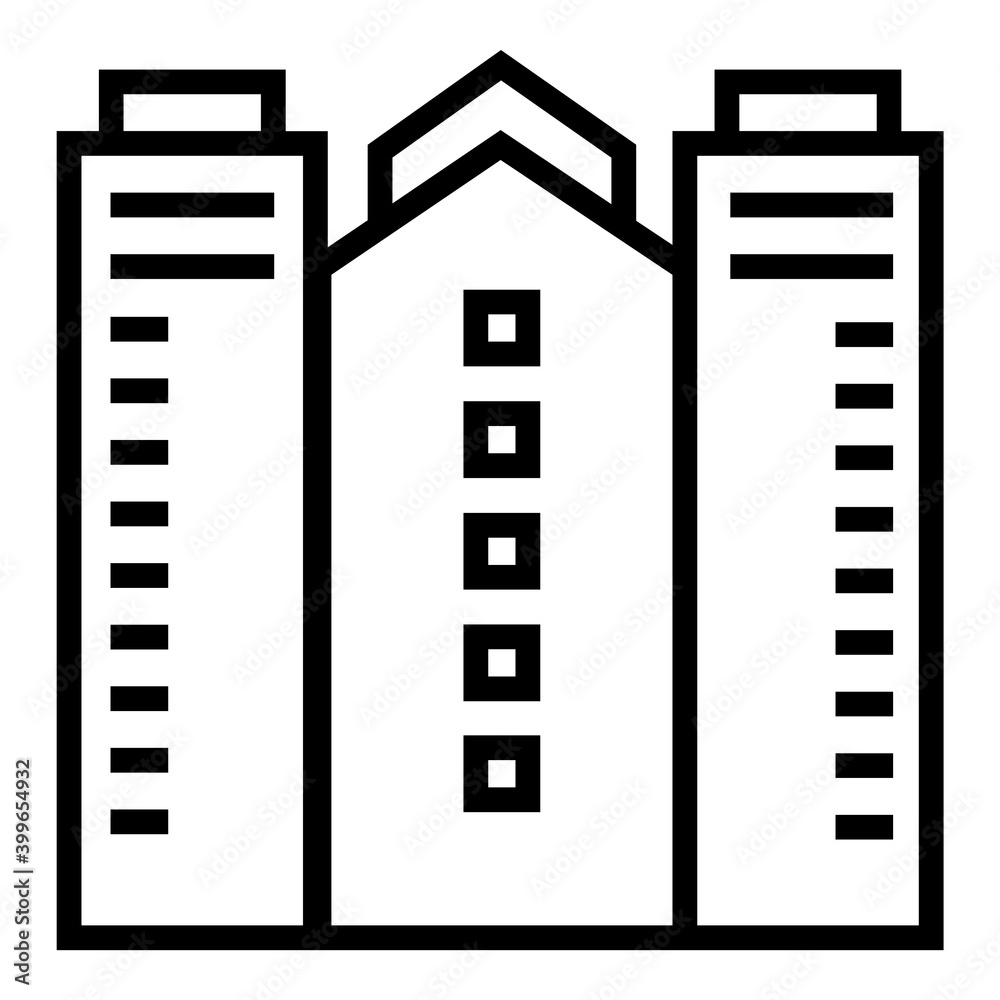 Skyscraper Office Building Flat Icon Isolated On White Background Skyscraper Office Building Flat Icon Isolated On White Background