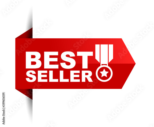 red vector illustration banner best seller