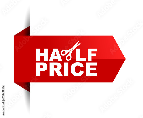 red vector illustration banner half price