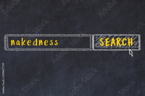 Chalk sketch of browser window with search form and inscription nakedness