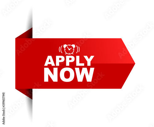 red vector illustration banner apply now