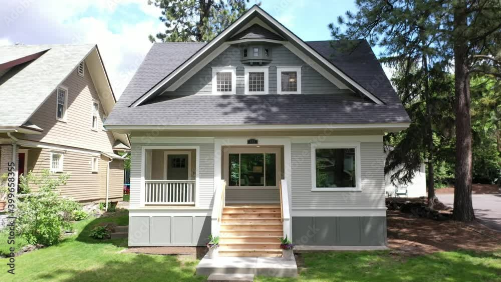 drone view of old craftsman house