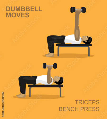 Triceps Bench Press Dumbbell Moves Manga Gym Set Illustration