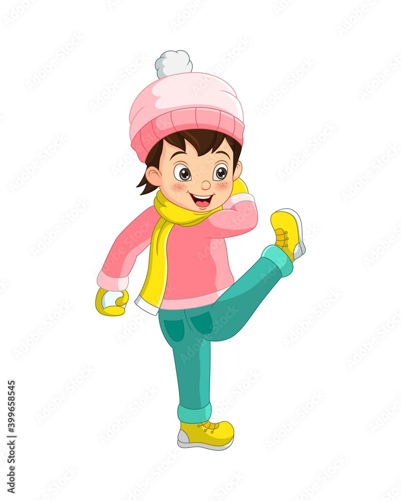 Cute little girl in winter clothes playing a snowball Cute little girl in winter clothes playing a snowball