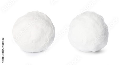 Two snowballs on white background. Banner design