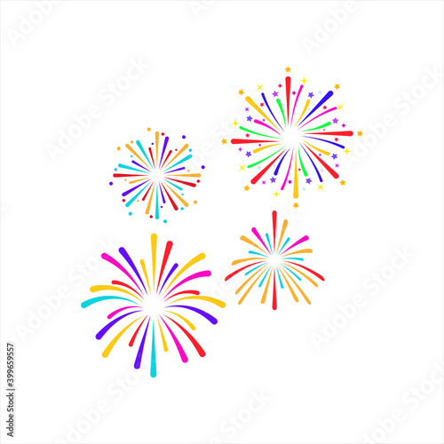 fire work icon Vector Illustration design Logo template on background. color editable