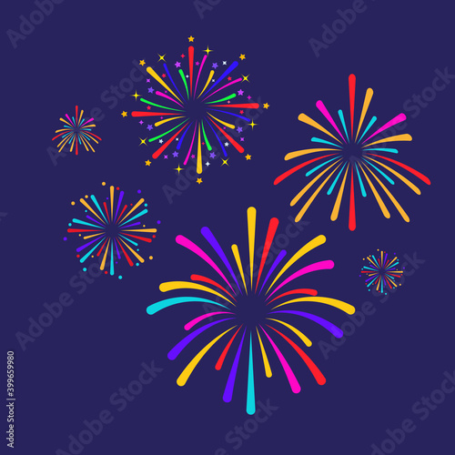 fire work icon Vector Illustration design Logo template on background. color editable
