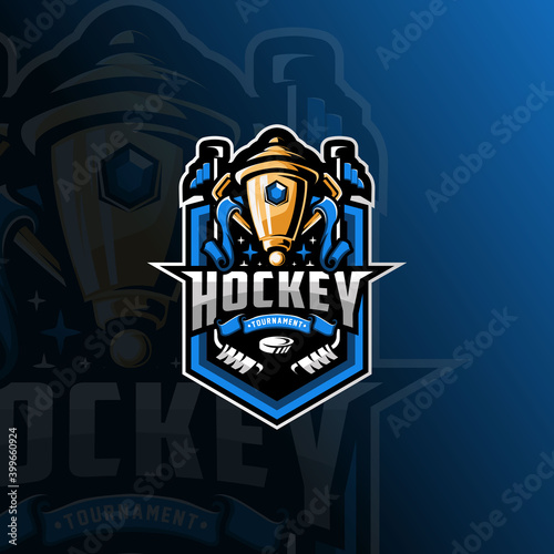 Trophy Logo Design Illustration For Hockey Tournament