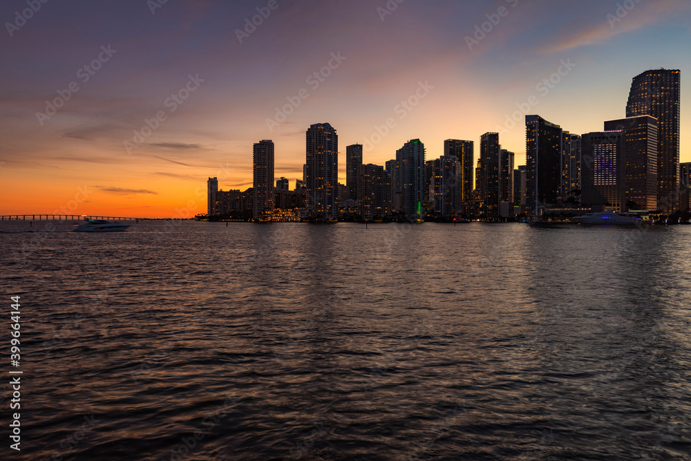 Miami skyline at dusk