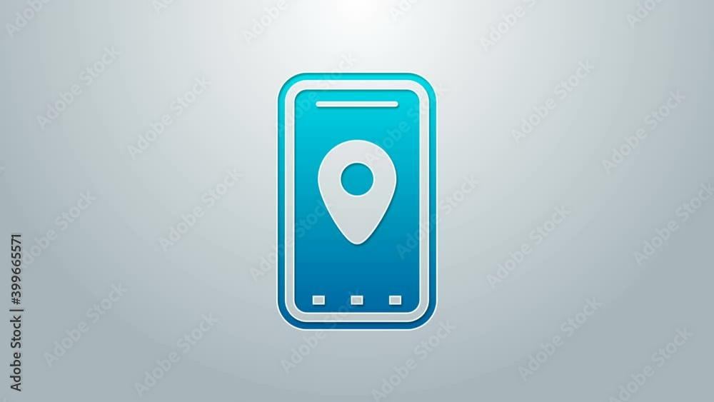 Blue line Infographic of city map navigation icon isolated on grey background. Mobile App Interface concept design. Geolacation concept. 4K Video motion graphic animation