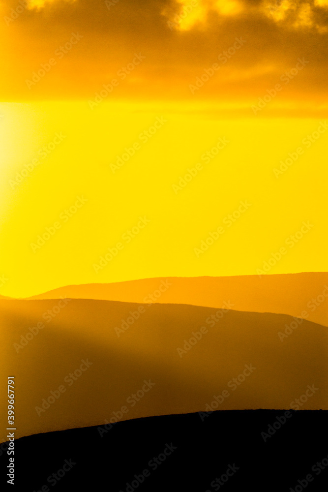 Silhouette mountains, sunset, sunrise and clouds Silhouette mountains, sunset, sunrise and clouds