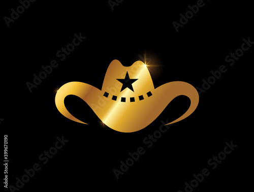 Golden Cowboy Hat Vector Illustration