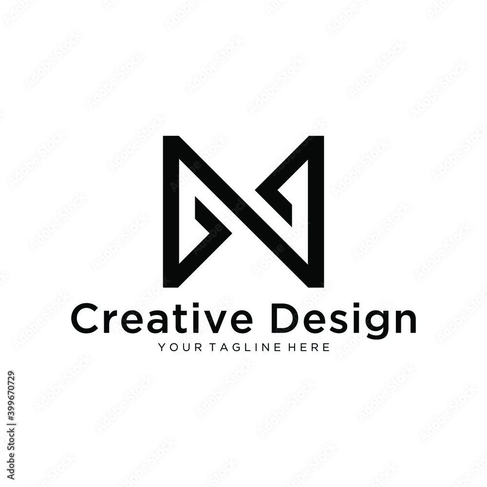 Initial letter N logo template with geometric line art symbol in flat design monogram illustration Initial letter N logo template with geometric line art symbol in flat design monogram illustration
