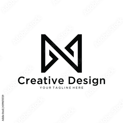 Free Download Initial letter  N logo template with geometric line art symbol in flat design monogram illustration - GFXLoad