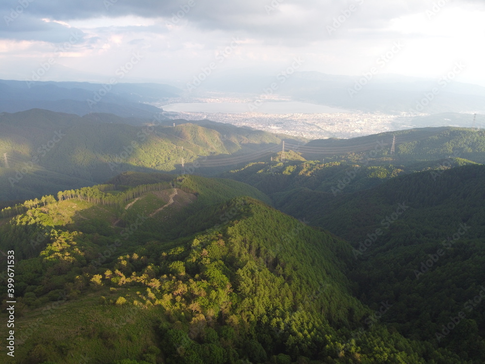 Fototapeta premium 諏訪湖 空撮