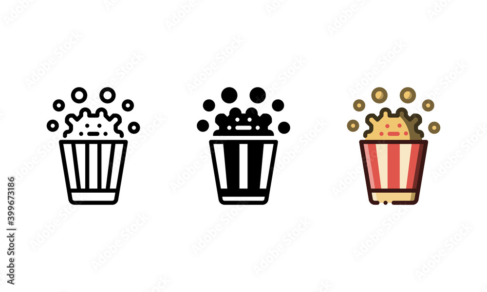 Snack icon. With outline, glyph, and filled outline styles
