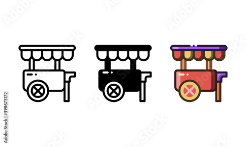 Kiosk icon. With outline, glyph, and filled outline styles