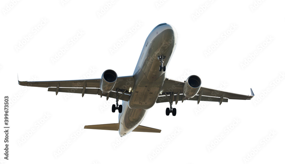 Fototapeta premium Passenger airplane isolated on white background
