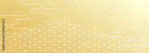 日本の伝統模様を用いたシンプルな横長の背景イラスト