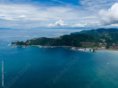 Beautiful aerial view of Hermosa Beach and Los Sueños Marina in the Beach of Costa Rica