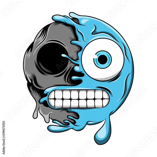 The blue cold emoticon change to the dark skull face emoticon