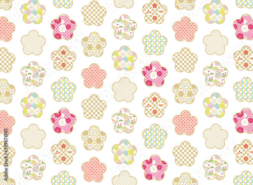 豪華な柄の梅のパターン素材　背景