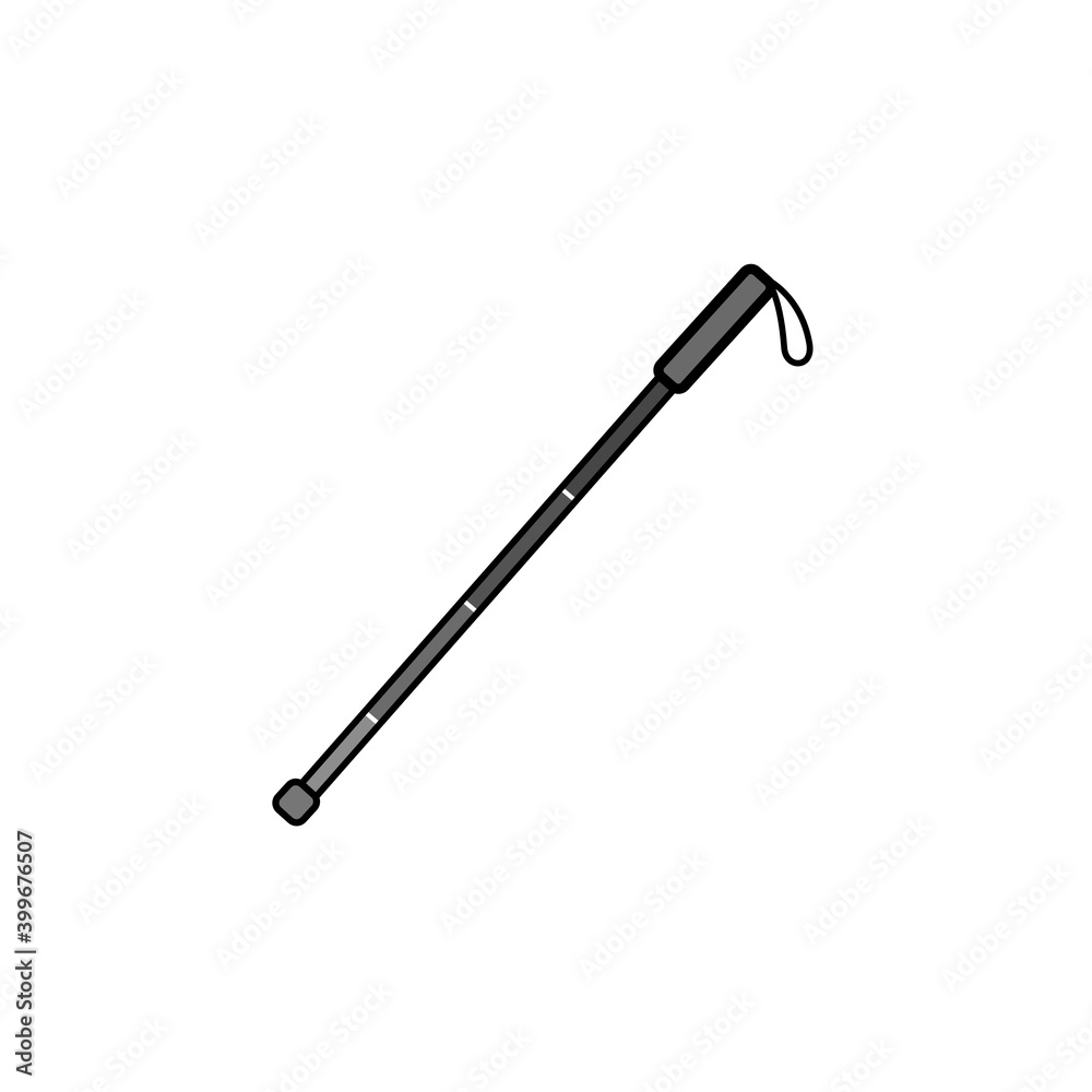 Blind cane isolated icon on white background. Vector illustration in flat cartoon design. Blind cane isolated icon on white background. Vector illustration in flat cartoon design.