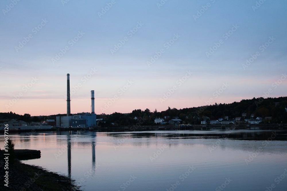 sunset over the harbor