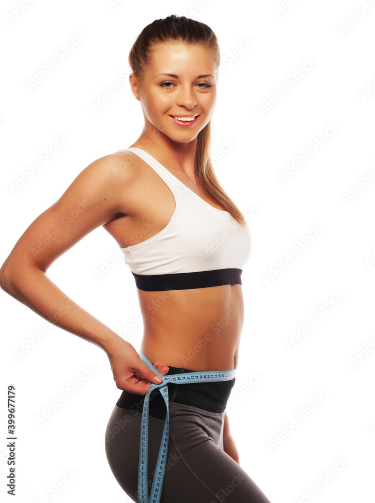 Woman in sport equipment isolated on white background Woman in sport equipment isolated on white background
