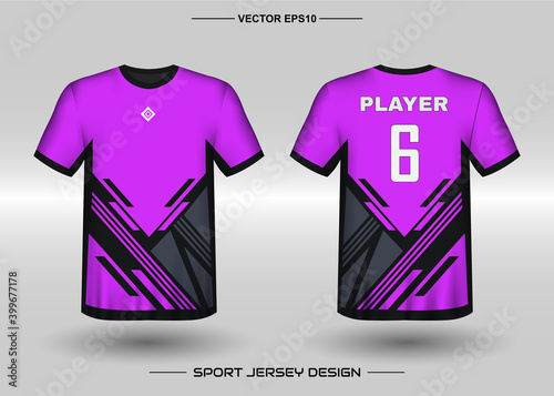 T-shirt sport vector design template, Soccer jersey mockup for football club. uniform front and back view. Clothing Men adult. Can use for printing, branding logo team, squad, match event, tournament