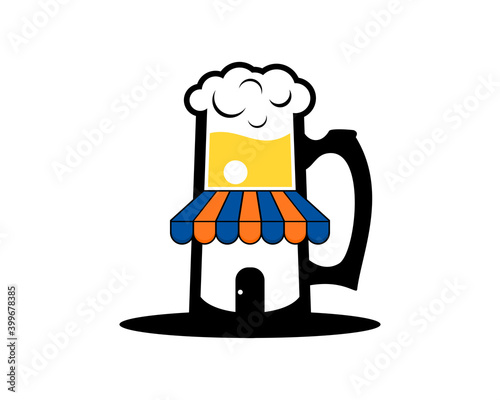 Combination beer glass with marketplace logo