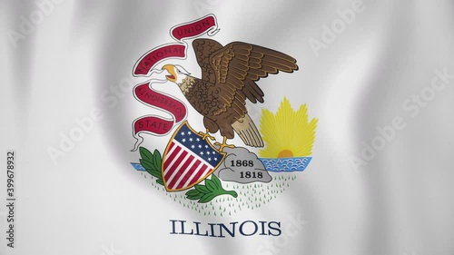 Illinois animated flag. Seamless loop. 4K
