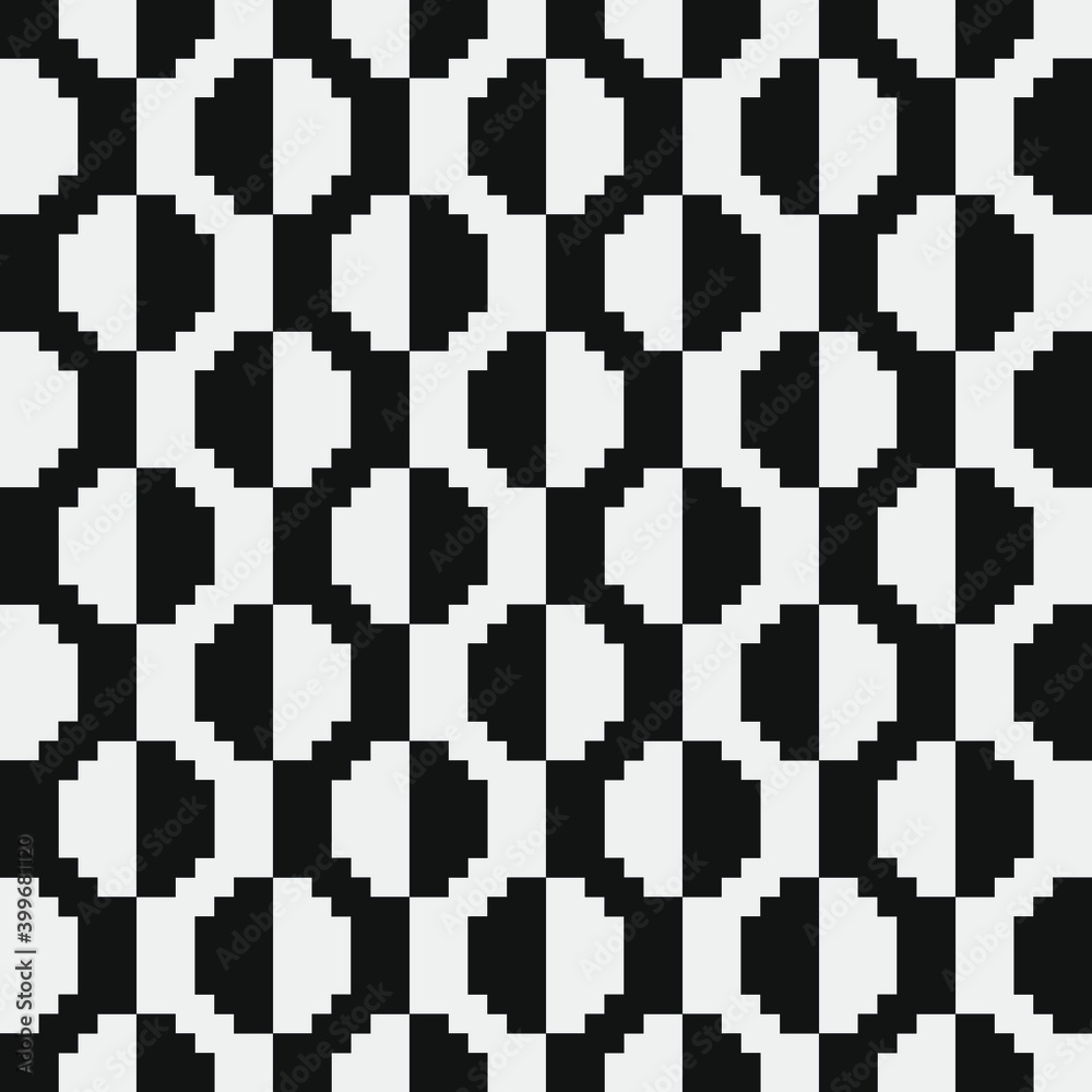 Geometric black and white pattern pixel art style. Isolated vector monochrome illustration. 8-bit. Design for stickers, logo, web and mobile app. Geometric black and white pattern pixel art style. Isolated vector monochrome illustration. 8-bit. Design for stickers, logo, web and mobile app.