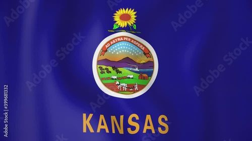 Kansas animated flag. Seamless loop. 4K