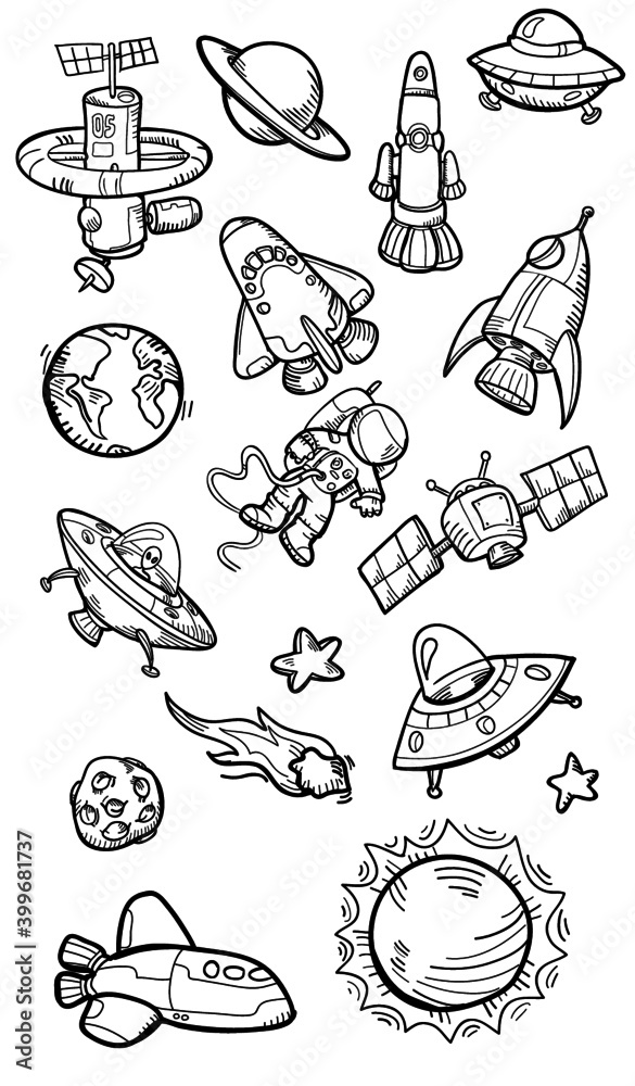 Conjunto de gráficos con motivo espacial.