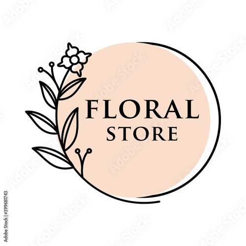 Flower shop business logo in minimal style vector.