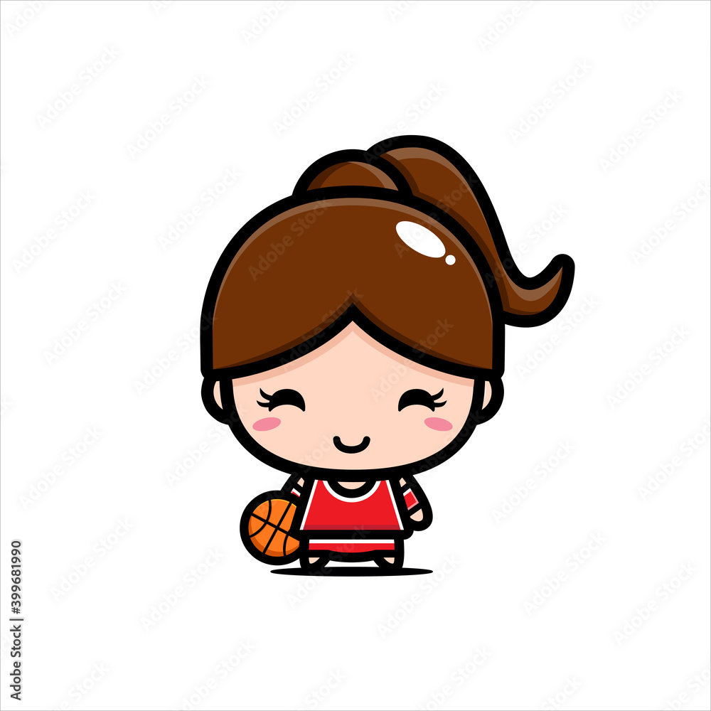 Vector design of cute girl character as basketball player Vector design of cute girl character as basketball player